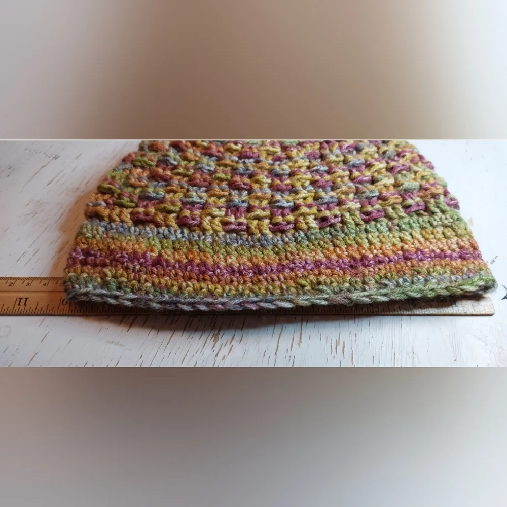 Colors of Fall Adult Crochet Beanie Handmade Hat Stocking Cap Winter Warm Cozy